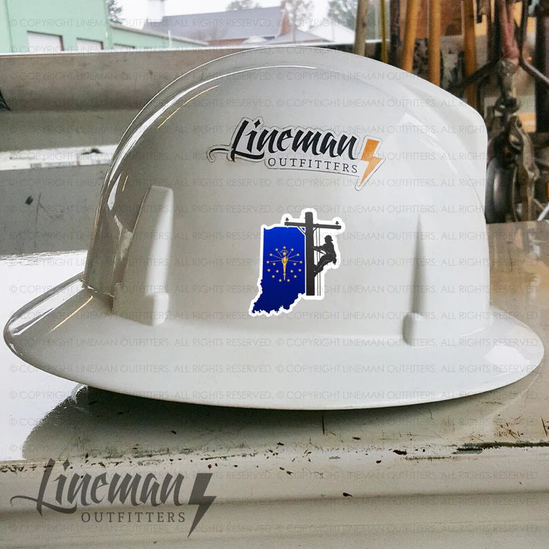 Indiana Power Lineman Hard Hat Decal / Sticker