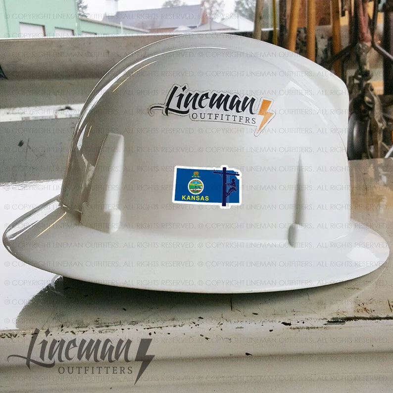 Kansas Power Lineman Hard Hat Decal / Sticker
