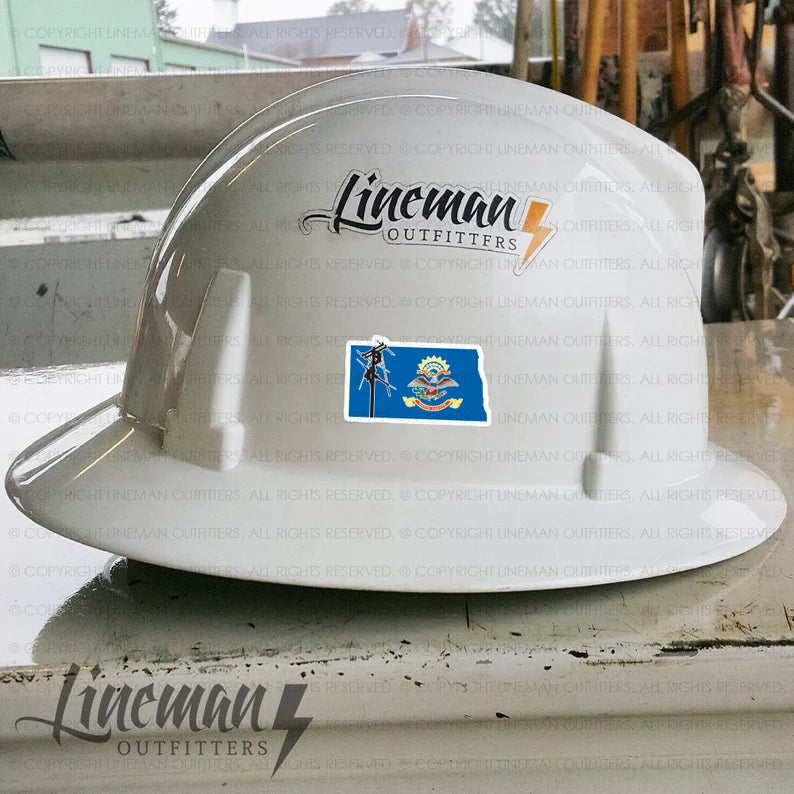 North Dakota Power Lineman Hard Hat Decal / Sticker