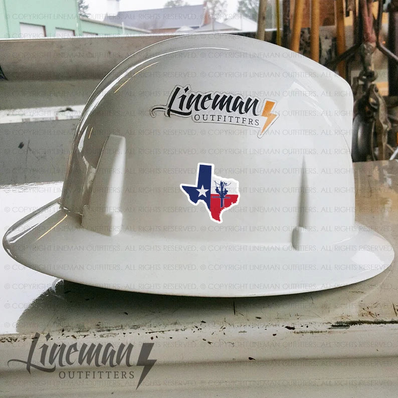Texas Power Lineman Hard Hat Decal / Sticker