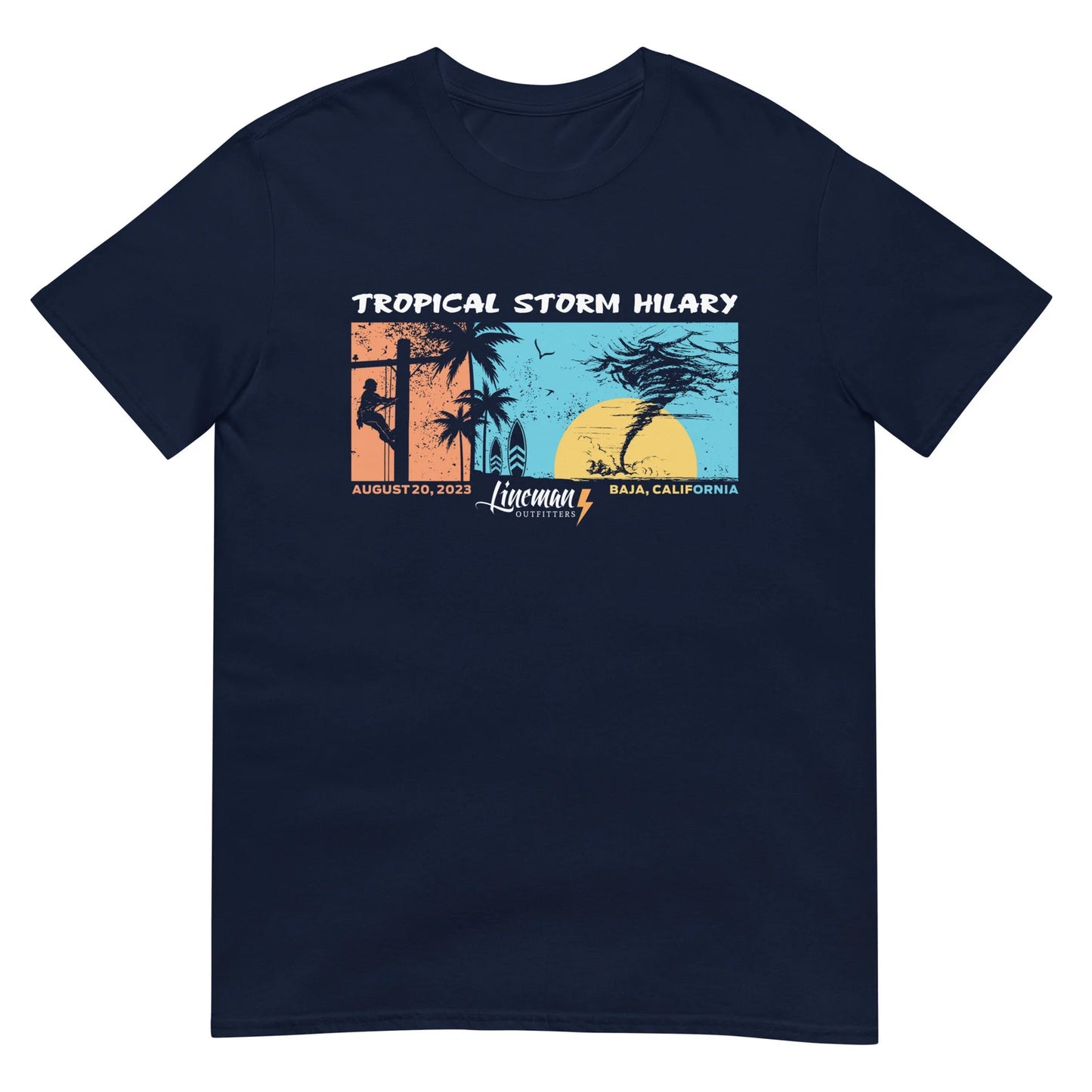 Tropical Storm Hilary 2023 Power Lineman 2 Short Sleeve T-Shirt