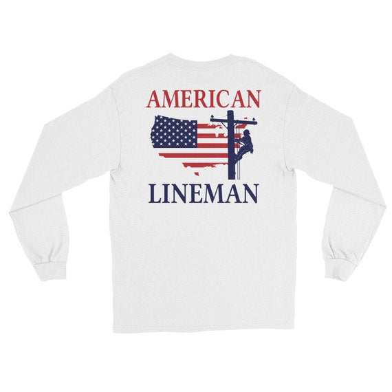 American USA Power Lineman Long Sleeve T-Shirt