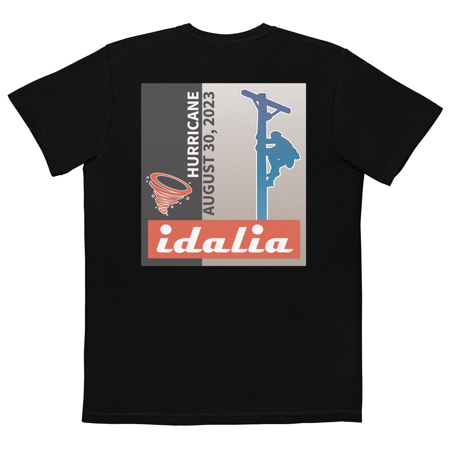 Comfort Colors - Hurricane Storm Idalia 2023 Power Lineman Short Sleeve T-Shirt With Pocket