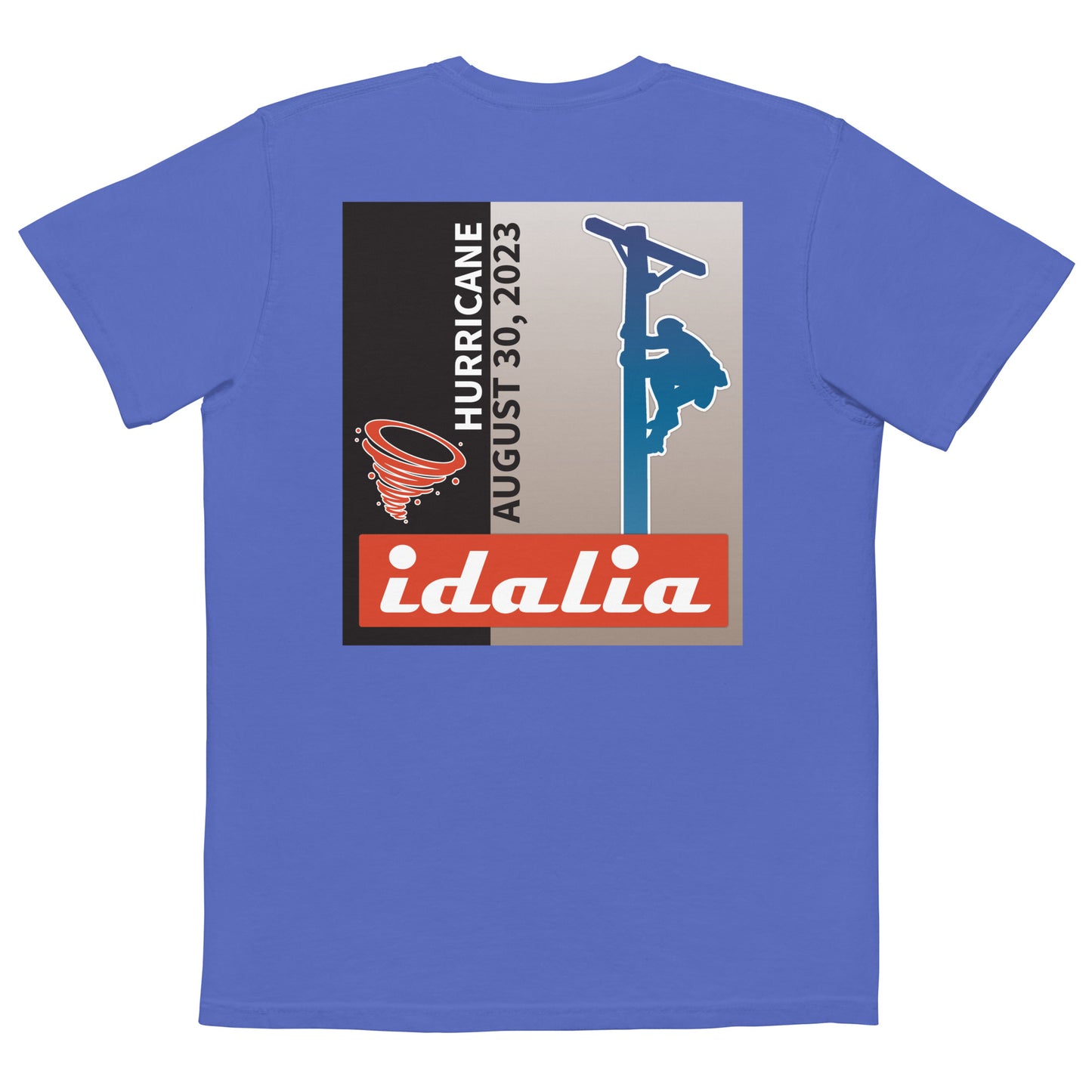 Comfort Colors - Hurricane Storm Idalia 2023 Power Lineman Short Sleeve T-Shirt With Pocket