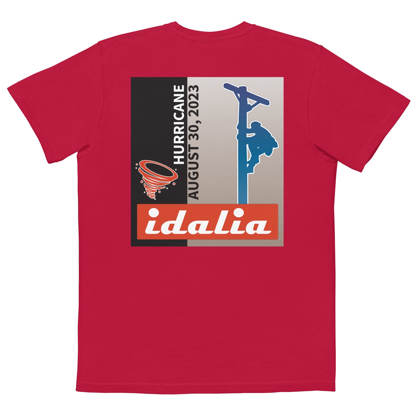 Comfort Colors - Hurricane Storm Idalia 2023 Power Lineman Short Sleeve T-Shirt With Pocket