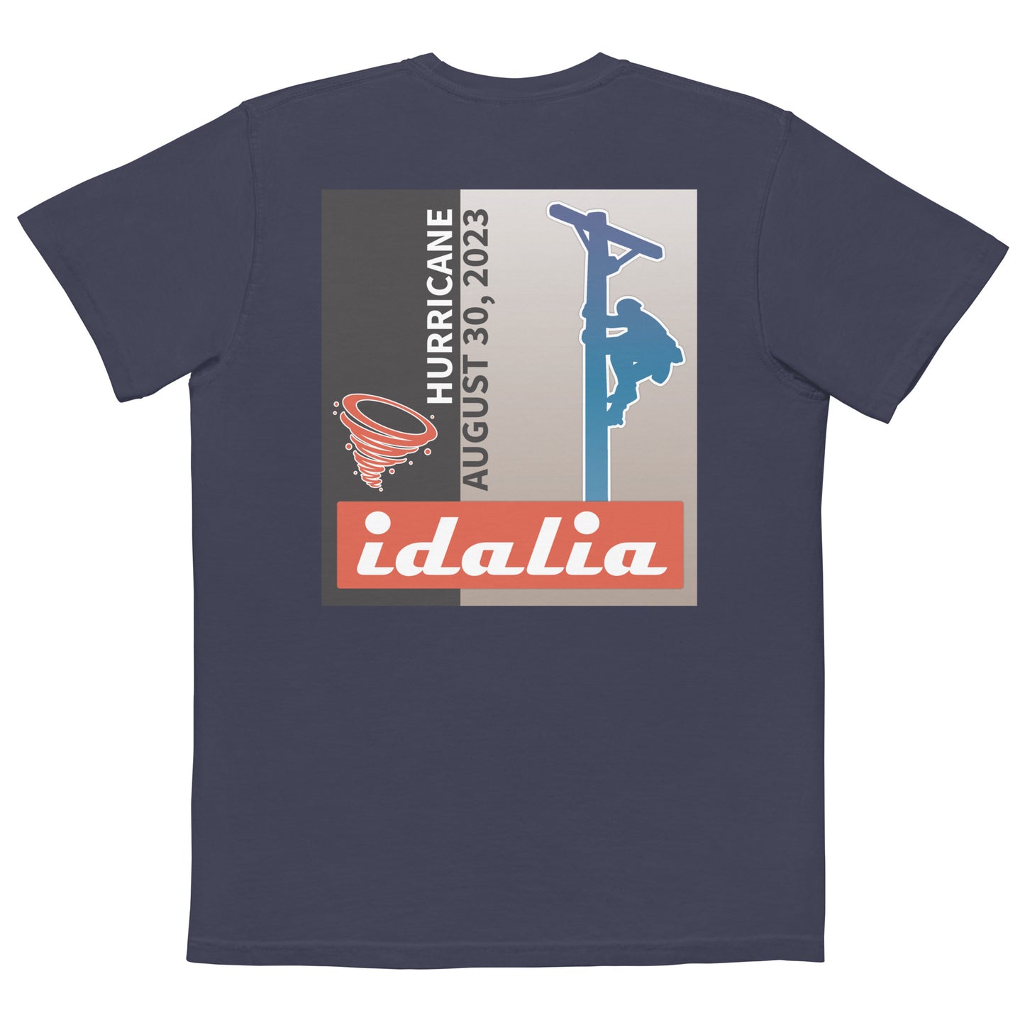 Comfort Colors - Hurricane Storm Idalia 2023 Power Lineman Short Sleeve T-Shirt With Pocket