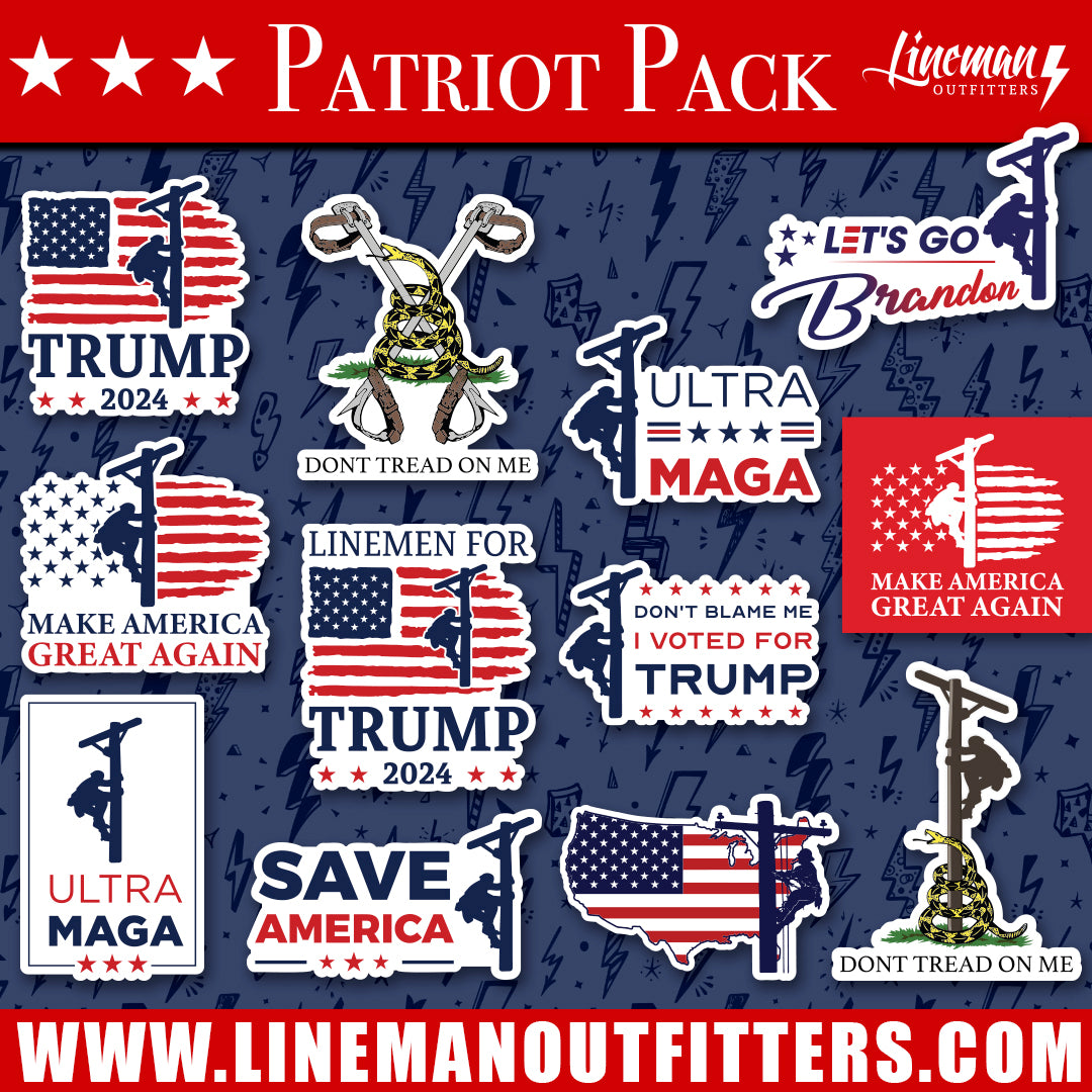 "Patriot Pack" Power Lineman Hard Hat Decals / Sticker