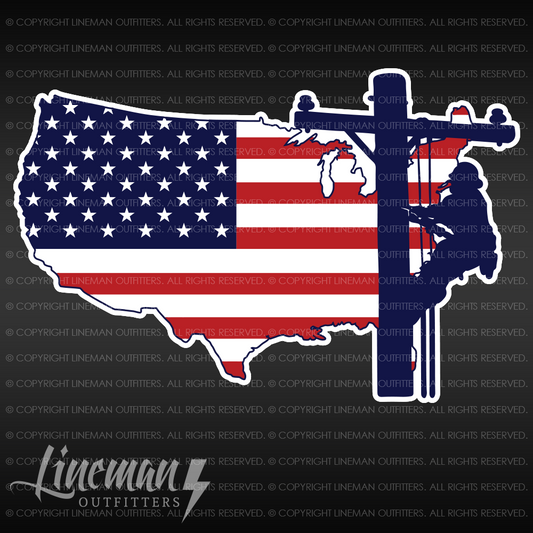 American USA Power Lineman Vehicle Decal