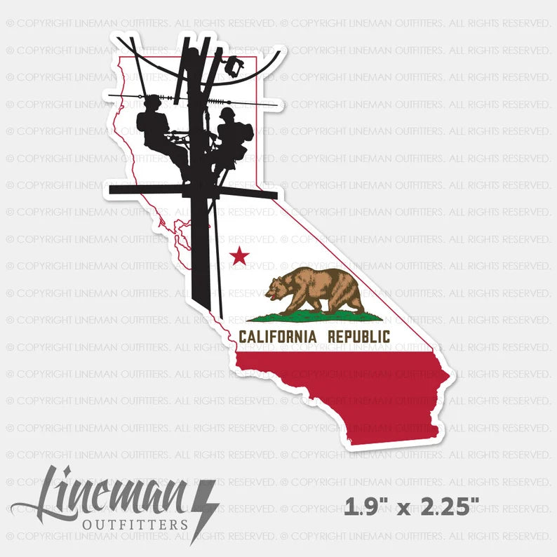 California Power Lineman Hard Hat Decal / Sticker