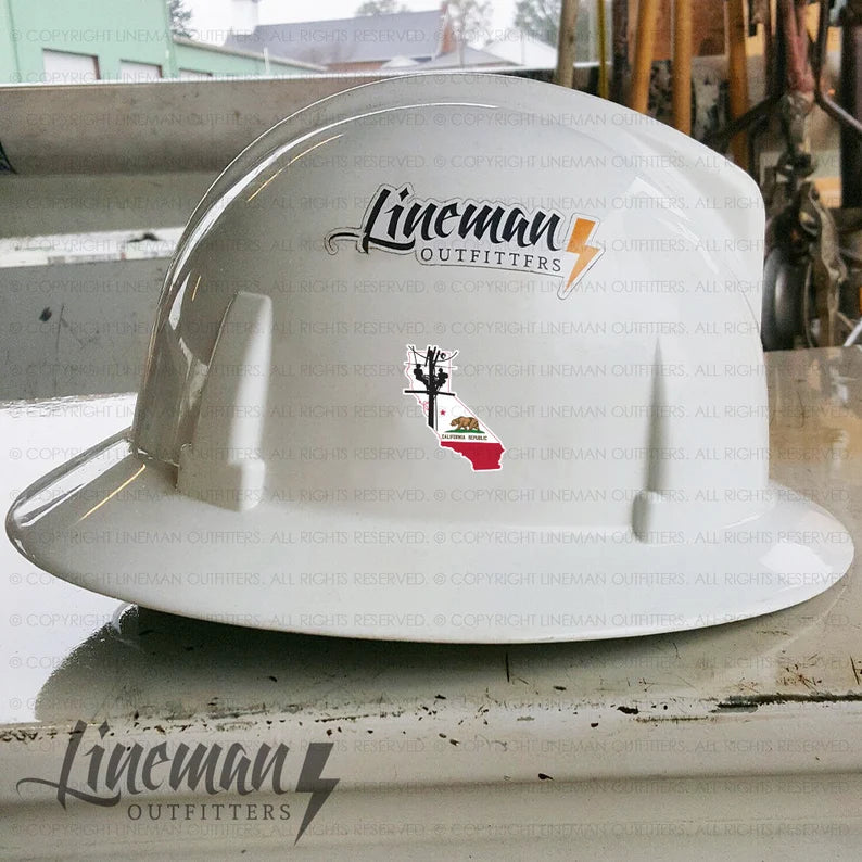 California Power Lineman Hard Hat Decal / Sticker