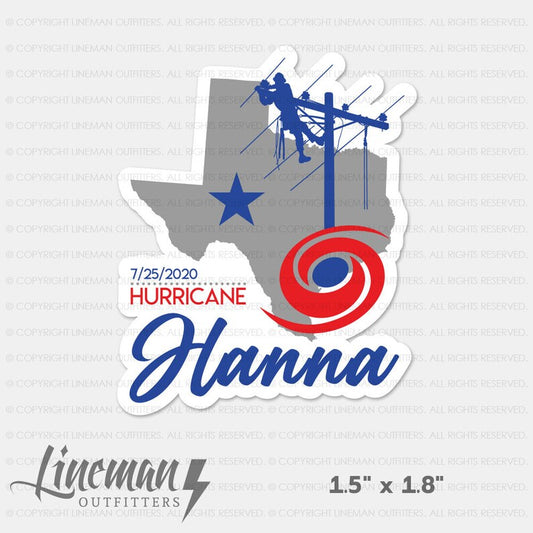 Hurricane Hanna 2020 Power Lineman Hard Hat Decal / Sticker