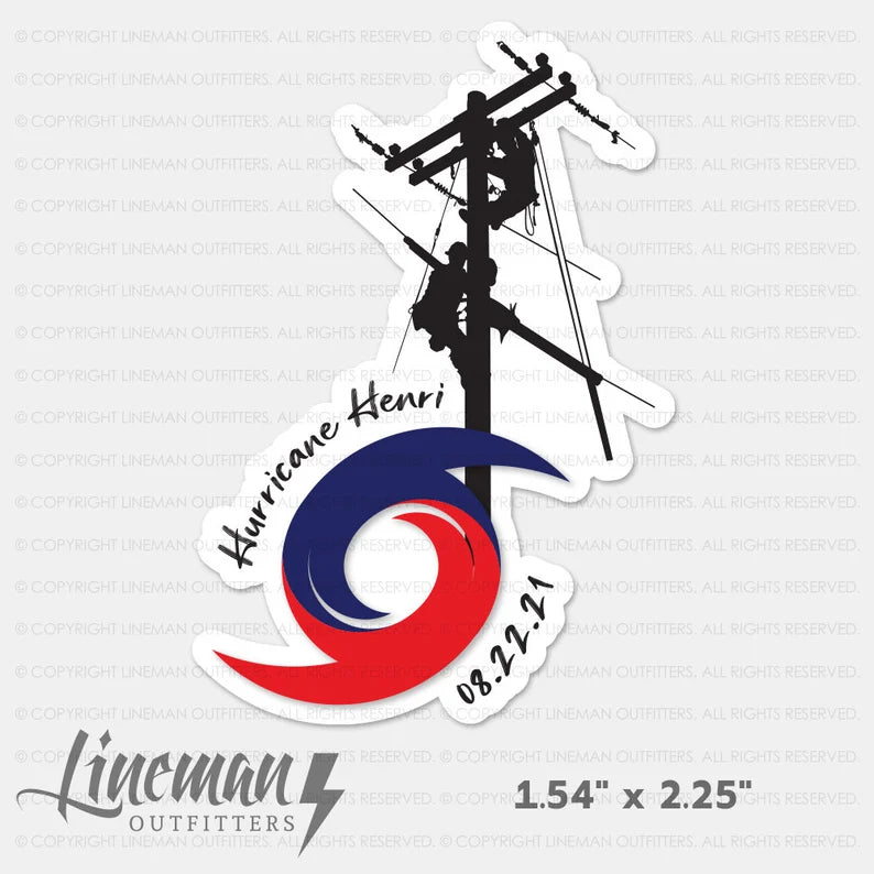 Hurricane Henri 2021 Power Lineman Hard Hat Decal / Sticker