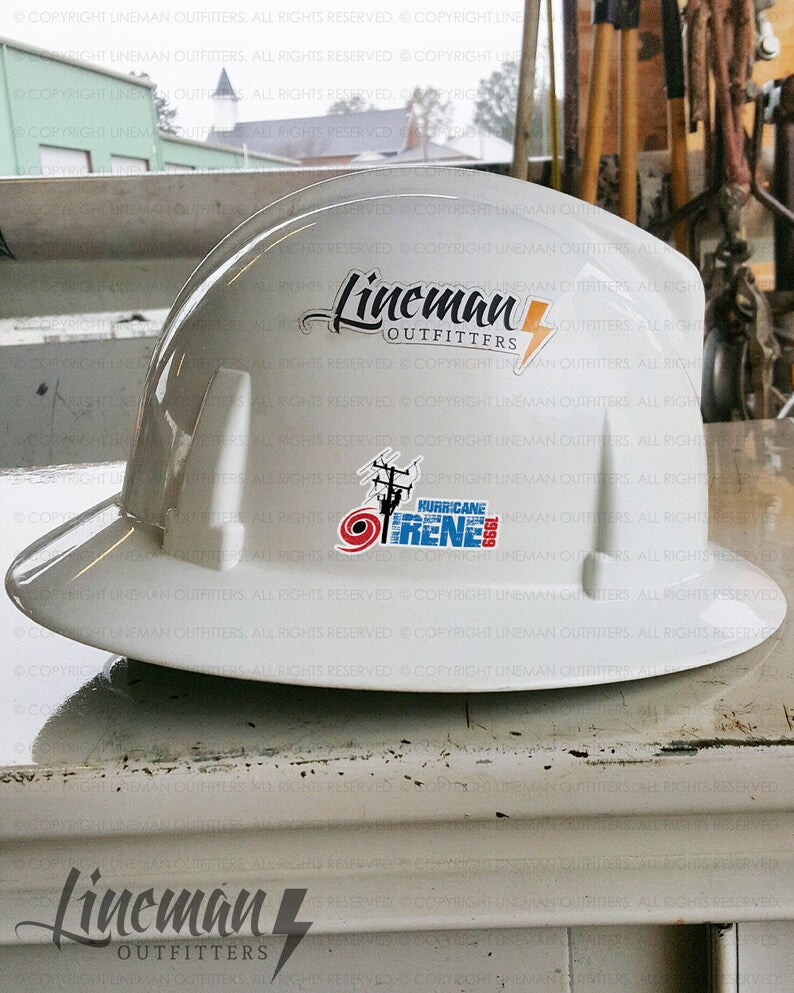 Hurricane Irene 1999 Power Lineman Hard Hat Decal / Sticker