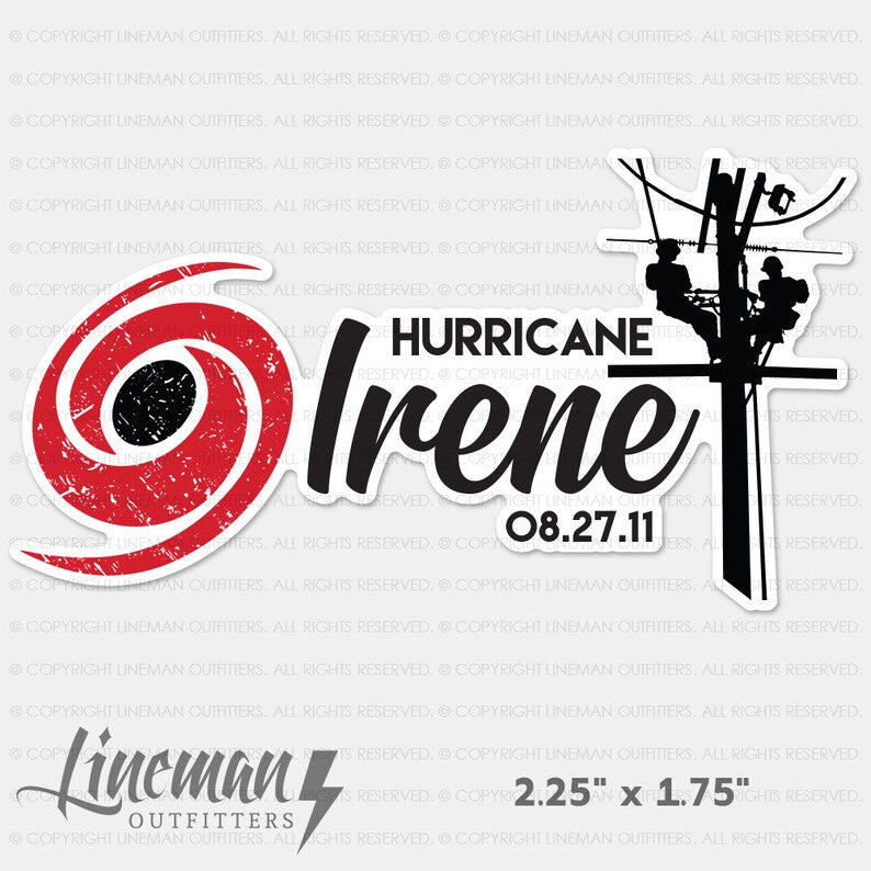 Hurricane Irene 2011 Power Lineman Hard Hat Decal / Sticker