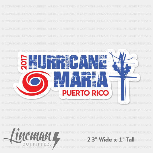 Hurricane Maria 2017 Power Lineman Hard Hat Decal / Sticker