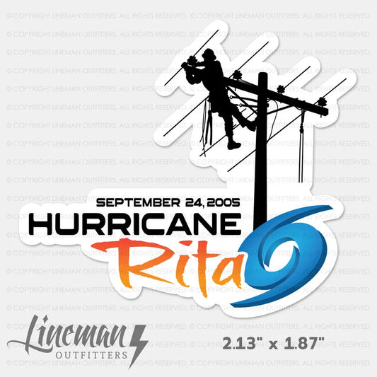 Hurricane Rita 2005 Power Lineman Hard Hat Decal / Sticker