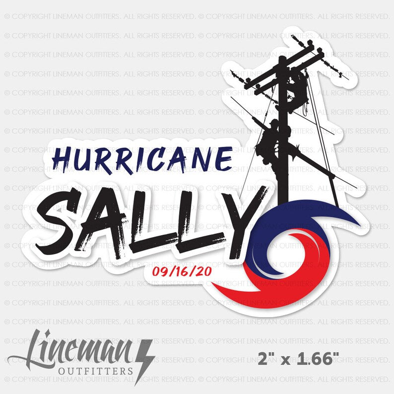 Hurricane Sally 2020 Power Lineman Hard Hat Decal / Sticker