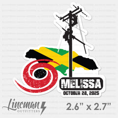 SHIPPING WEEK OF NOV 16 - Hurricane Melissa 2025 Power Lineman Hard Hat Decal / Sticker