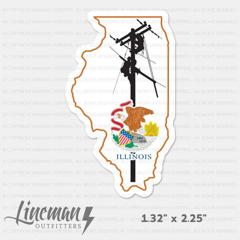 Illinois Power Lineman Hard Hat Decal / Sticker