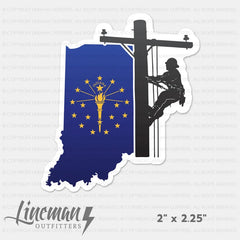 Indiana Power Lineman Hard Hat Decal / Sticker