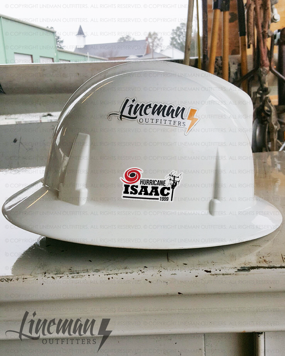 Hurricane Isaac 1999 Power Lineman Hard Hat Decal / Sticker