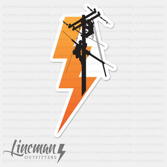 Lightning Bolt &amp; Power Linemen Hard Hat Decal / Sticker