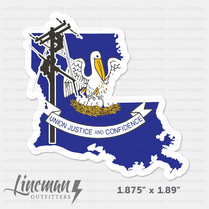 Louisiana Power Lineman Hard Hat Decal / Sticker