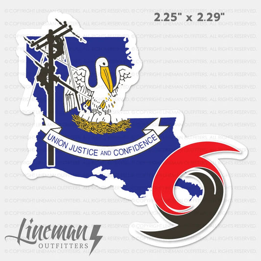 Louisiana Power Lineman Hurricane Hard Hat Decal / Sticker