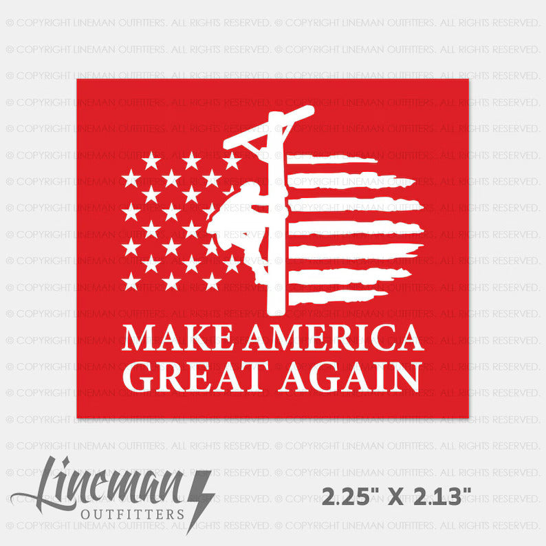 Make America Great Again Trump One Color Power Lineman Hard Hat Decal / Sticker