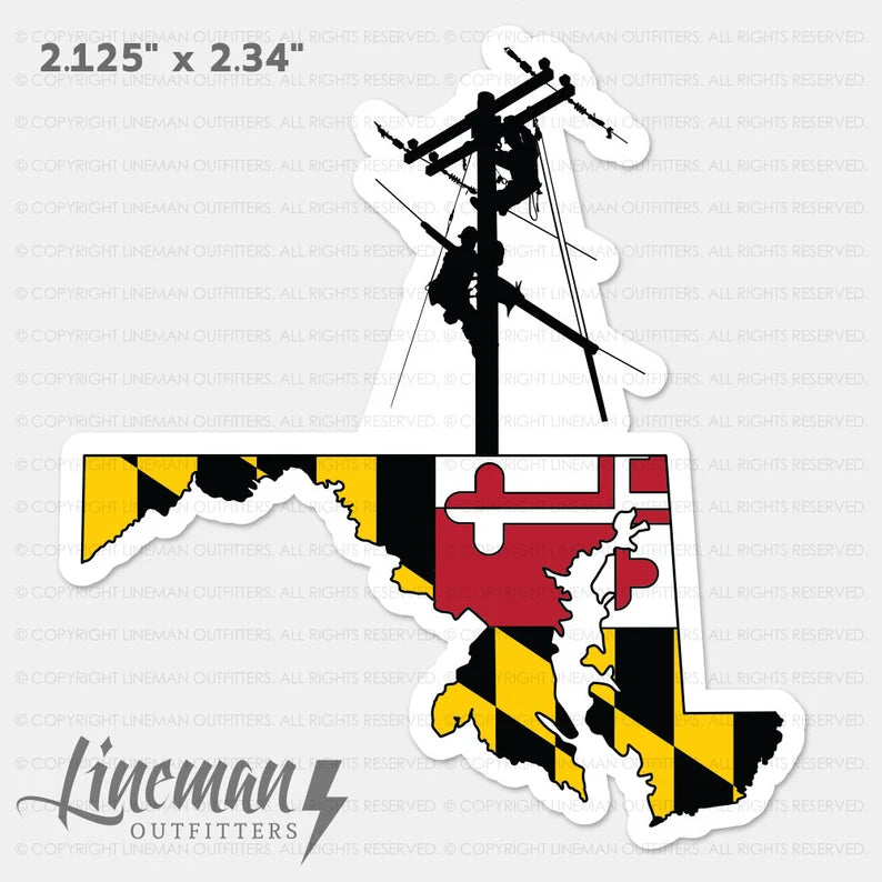 Maryland Power Lineman Hard Hat Decal / Sticker