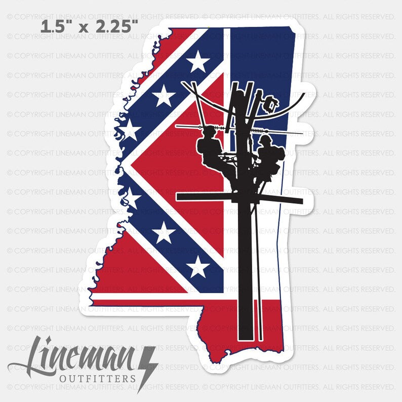 Mississippi Power Lineman Hard Hat Decal / Sticker