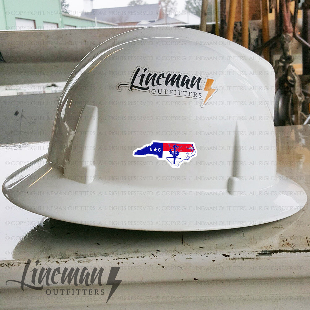 North Carolina Power Lineman Hard Hat Decal / Sticker