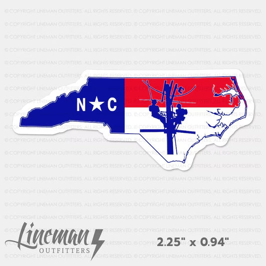 North Carolina Power Lineman Hard Hat Decal / Sticker