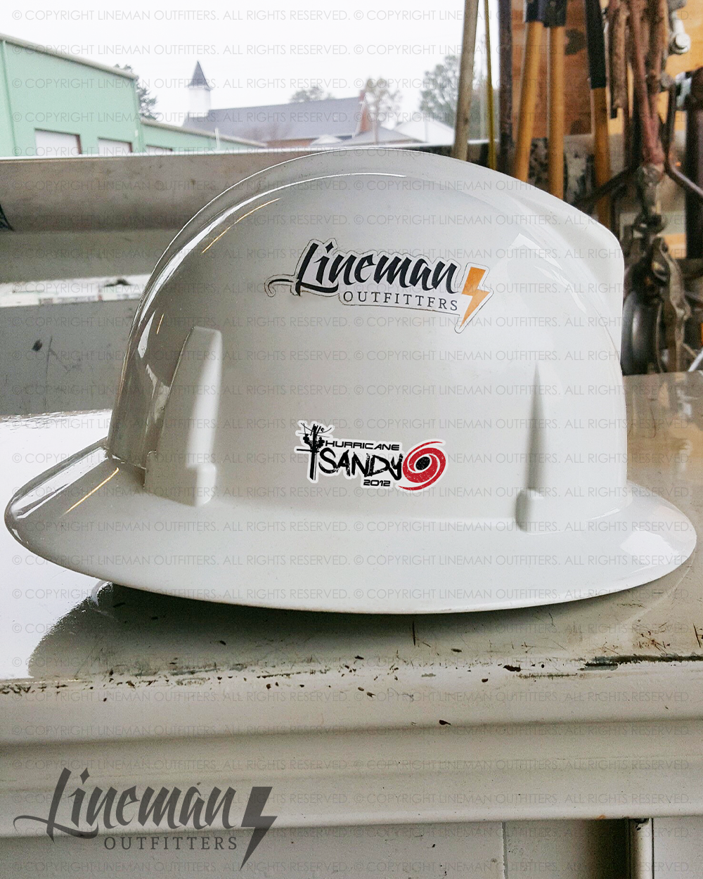 Hurricane Sandy 2012 Power Lineman Hard Hat Decal / Sticker