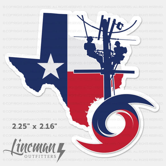 Texas Power Lineman Hurricane Hard Hat Decal / Sticker