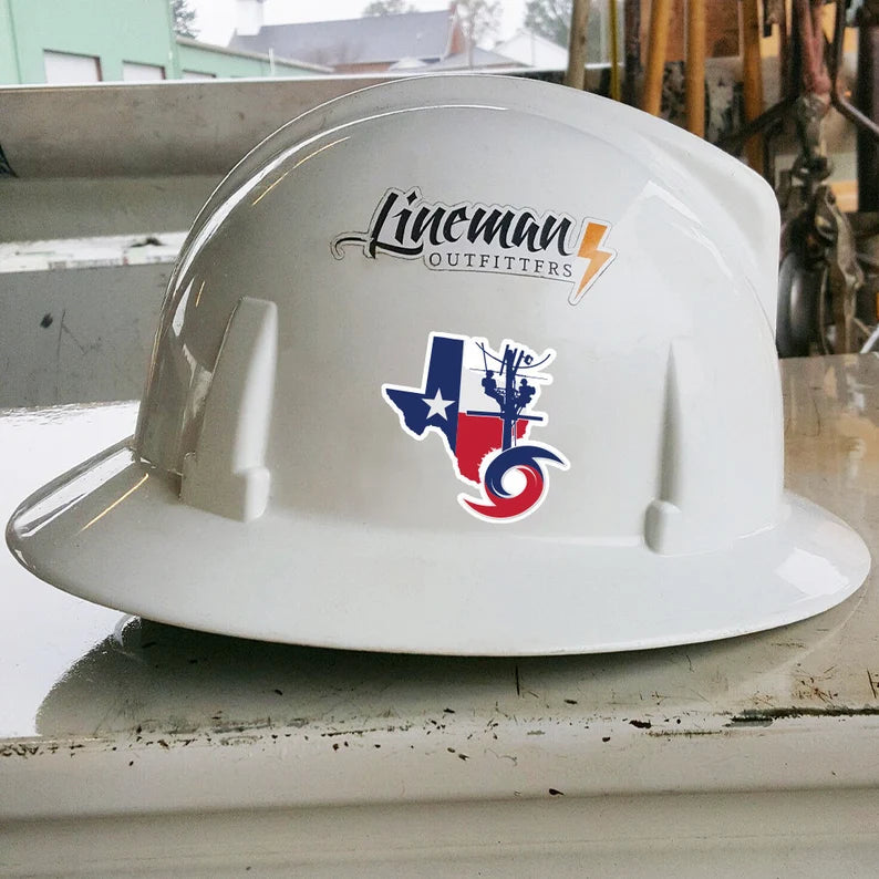 Texas Power Lineman Hurricane Hard Hat Decal Sticker Lineman Outfitters