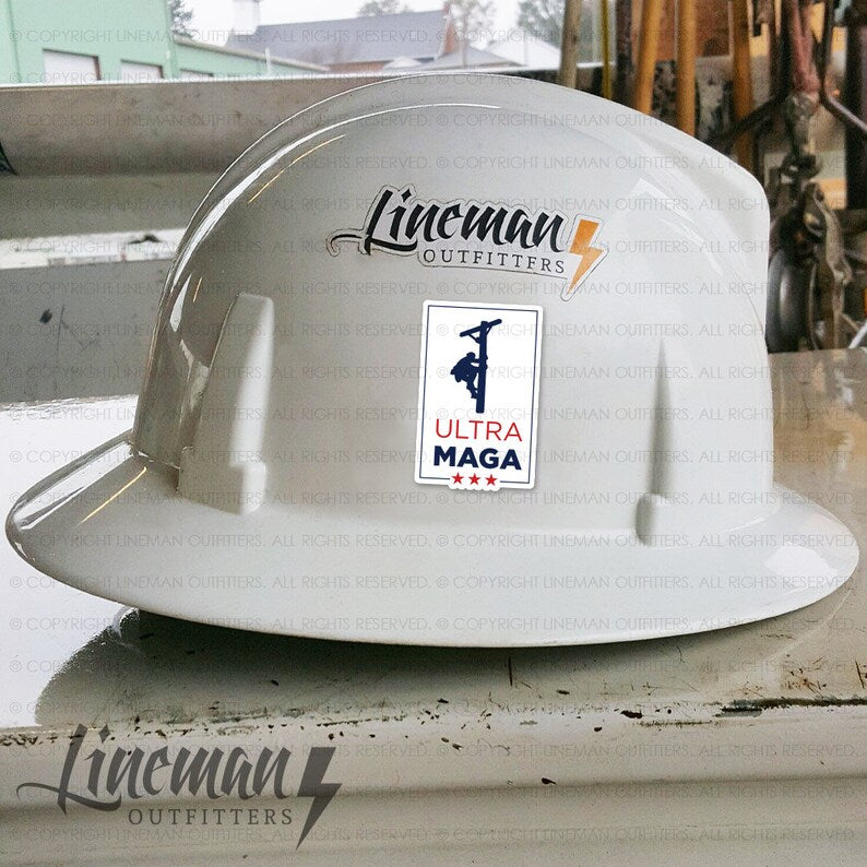 Ultra MAGA Trump 2 Power Lineman Hard Hat Decal / Sticker