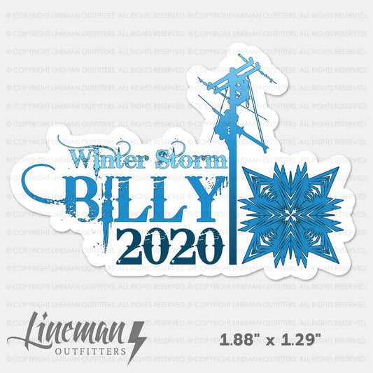 Winter Storm Billy 2020 Power Lineman Hard Hat Decal / Sticker