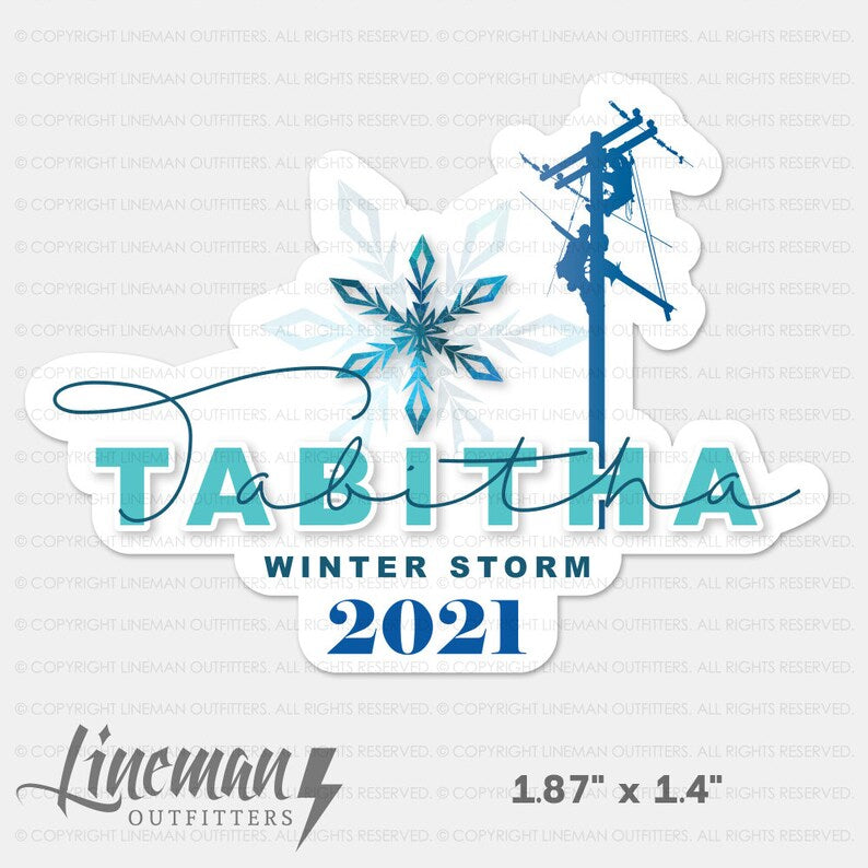 Winter Storm Tabitha 2021 Power Lineman Hard Hat Decal / Sticker