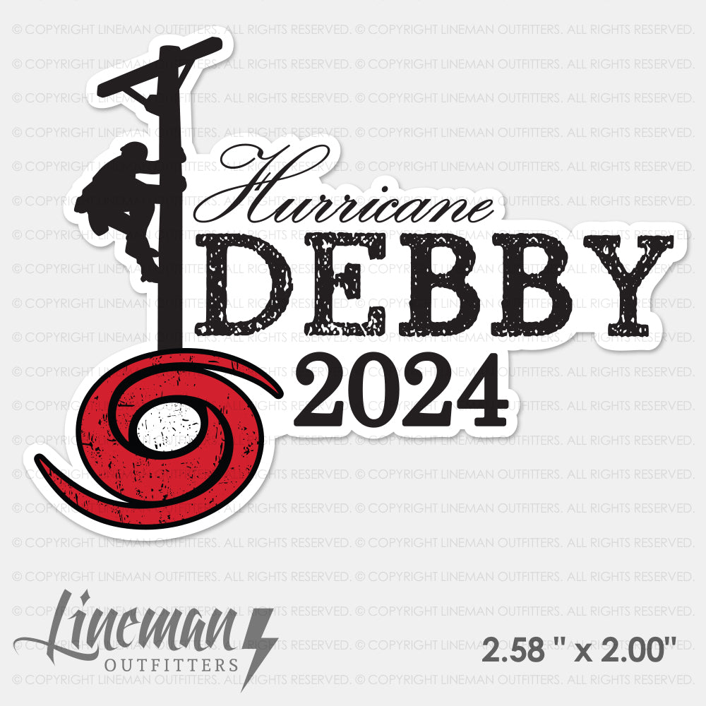 Hurricane Debby 2024 Power Lineman Hard Hat Decal / Sticker