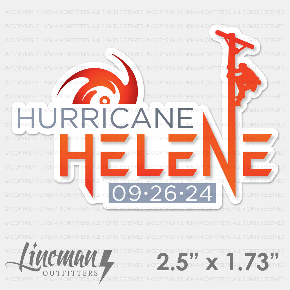 Hurricane Helene 2024 Power Lineman Hard Hat Decal / Sticker