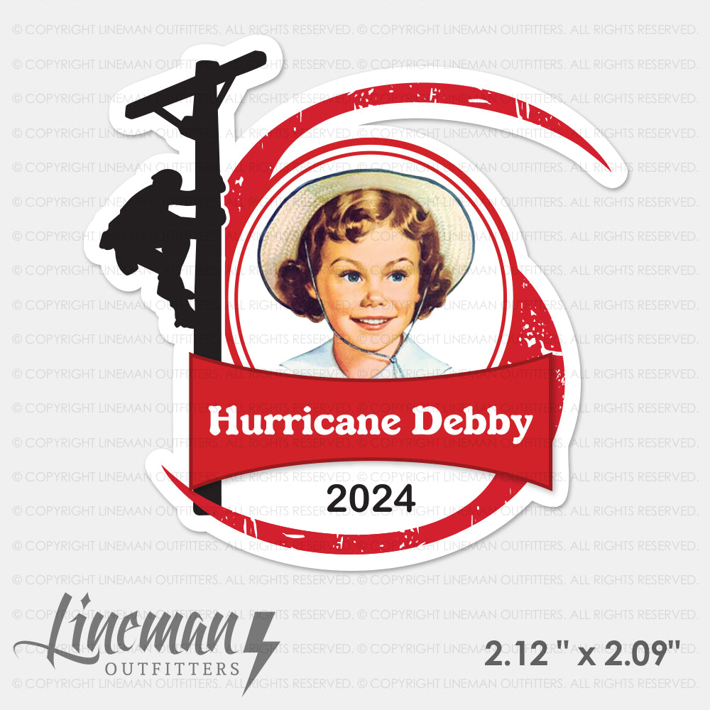 Little Hurricane Debby 2024 Power Lineman Hard Hat Decal / Sticker