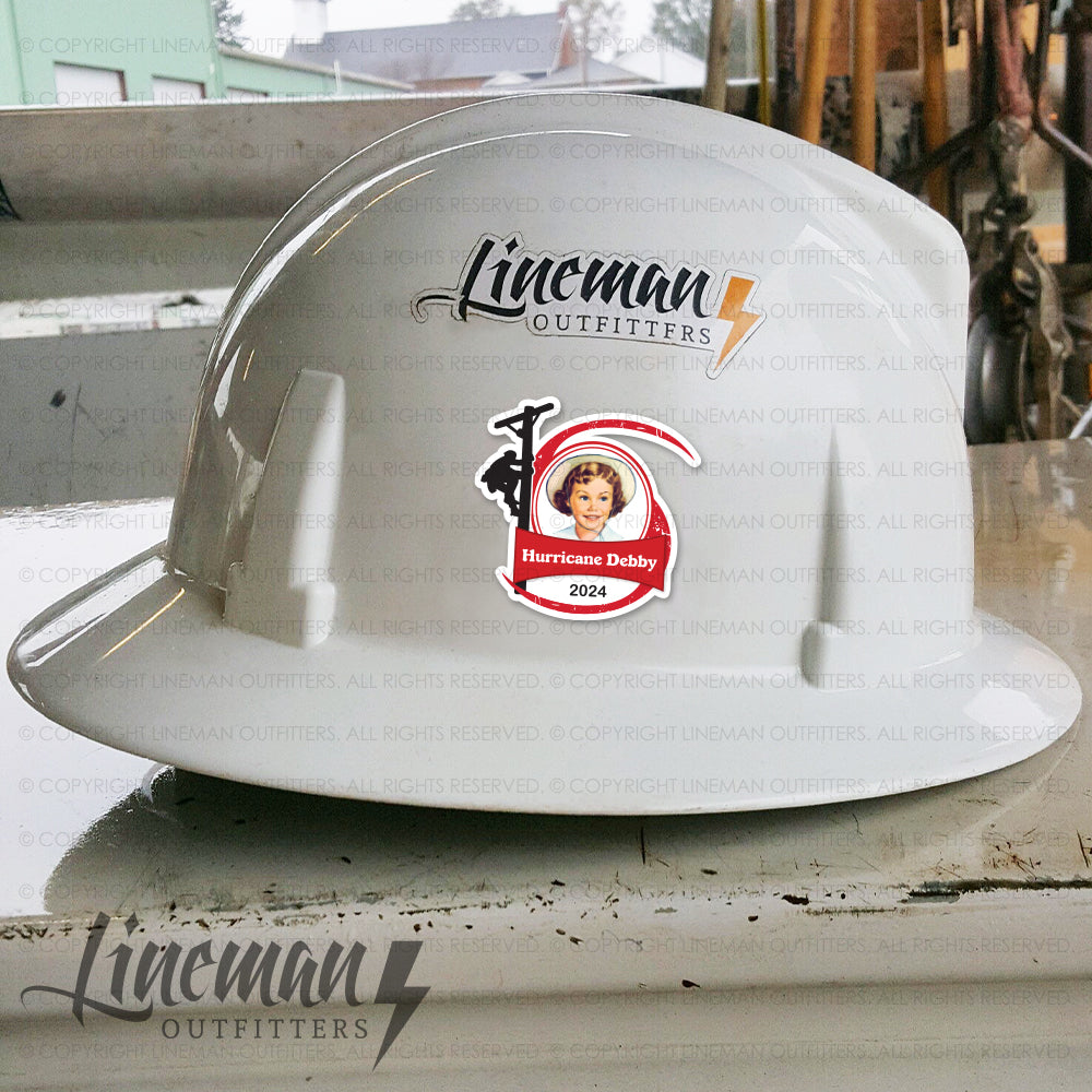 Little Hurricane Debby 2024 Power Lineman Hard Hat Decal / Sticker