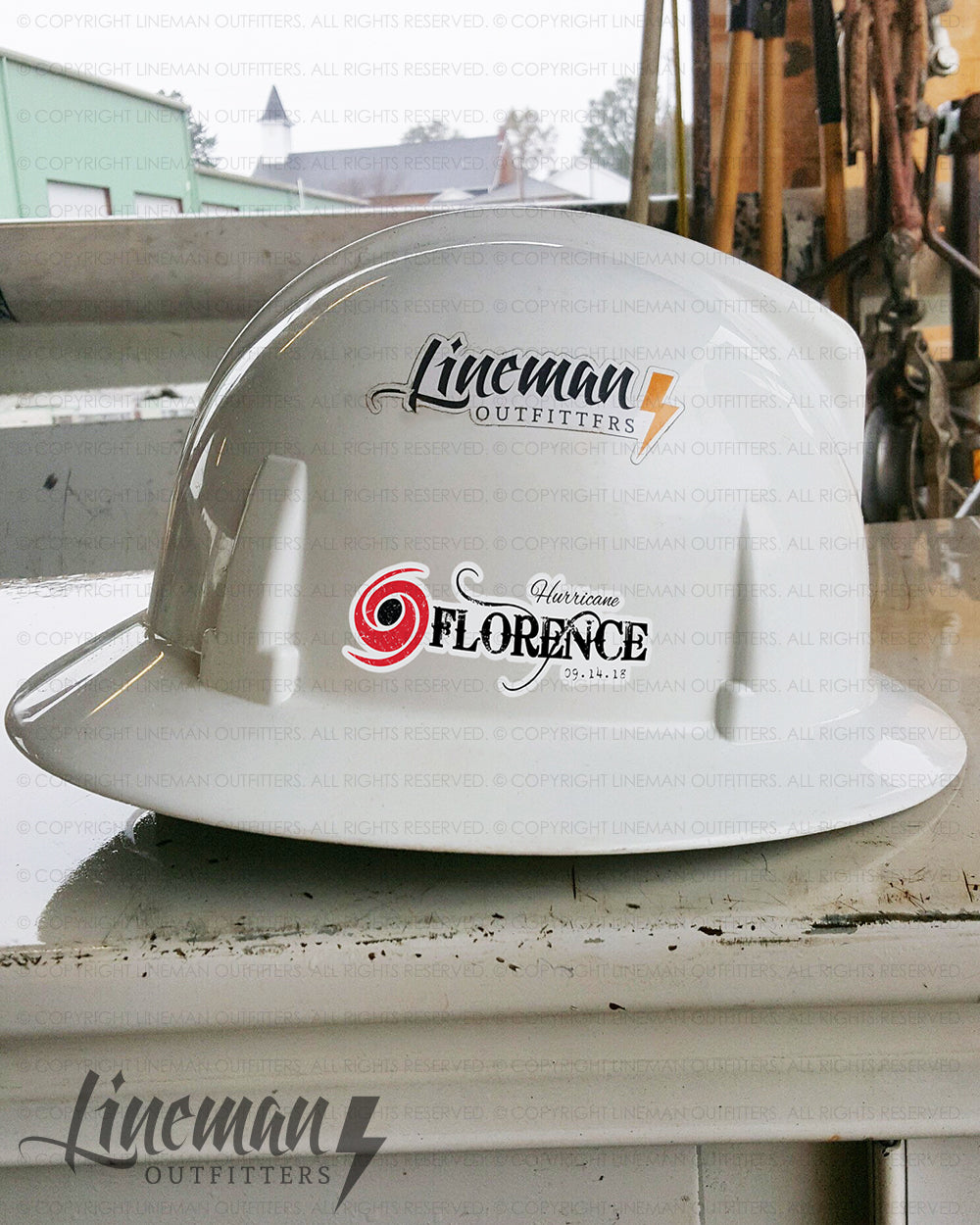 Hurricane Florence 2018 Power Lineman Hard Hat Decal / Sticker