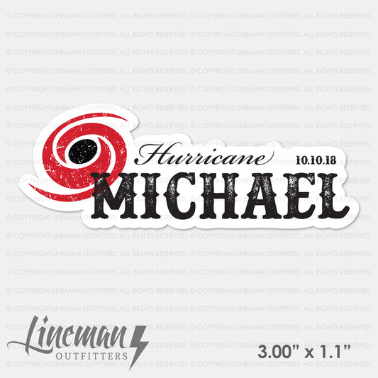 Hurricane Michael 2018 Power Lineman Hard Hat Decal / Sticker