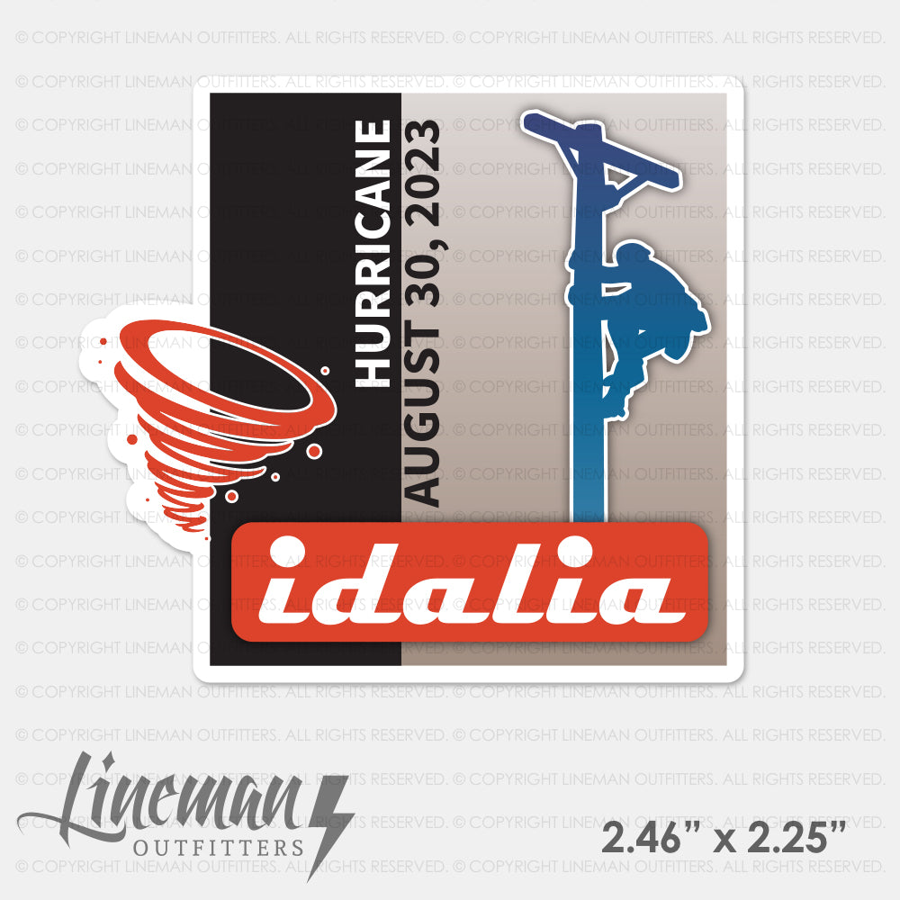 Hurricane Idalia 2023 Power Lineman Hard Hat Decal / Sticker