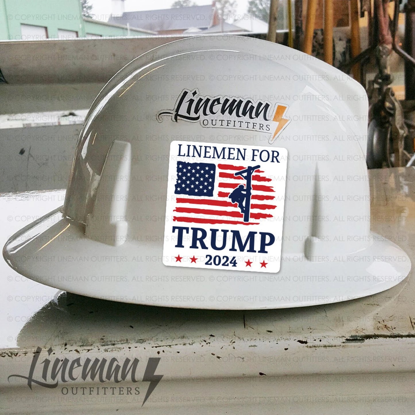 Power Linemen for Trump 2024 Hard Hat Decal / Sticker