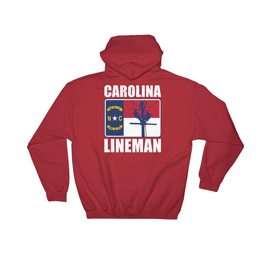 Carolina Lineman – NC State Flag with Power lineman Hooded Sweatshirt