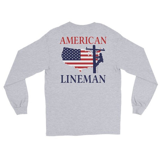 American USA Power Lineman Long Sleeve T-Shirt