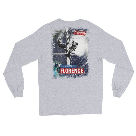 Hurricane Florence 2018 Power Lineman 2 Long Sleeve T-Shirt